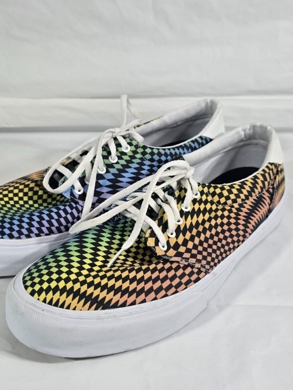 Straye Checkered Sneakers Men Size 13 Rainbow Pride Lace Up Casual
